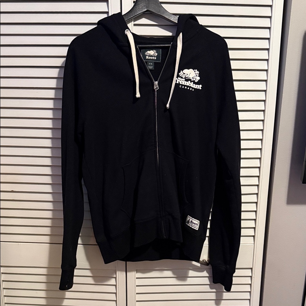 Roots Black Hoodie with White Accents